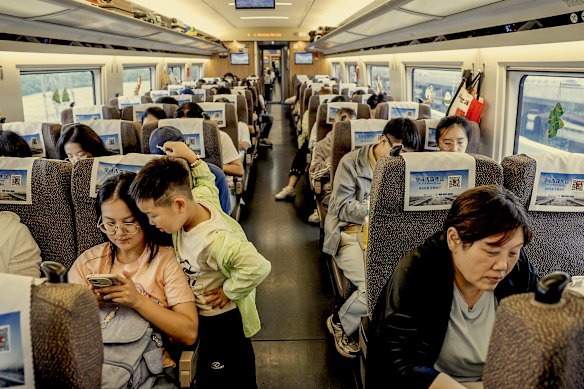 A high-speed train in Shanghai on the first day of the Dragon Boat Festival holiday in May last year.