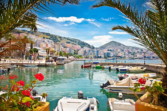 The port city of Saranda on the Albanian Riviera.