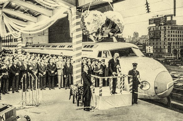 The Tokaido Shinkansen is launched in 1964 in Tokyo, days out from its hosting of the Olympics.
