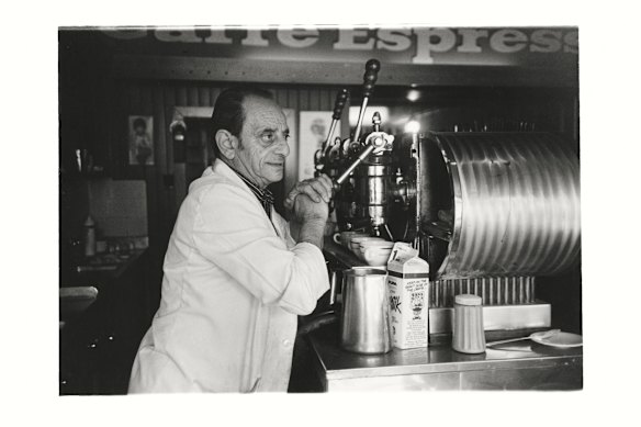 Giuseppe Lanteri ‘The Boss’ at Don Camillo Cafe, 215 Victoria Street, West Melbourne, 1979