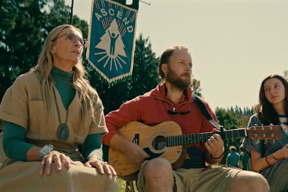 Toni Collette as Evelyn Wade and Joshua Close as Duck in Wayward.