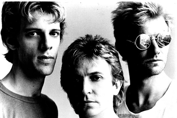 Where it all began. Copeland, left, with fellow members of The Police, Andy Summers and Sting.