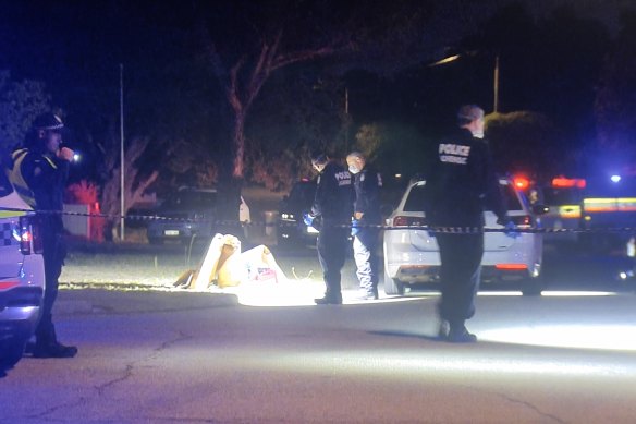 The scene in Gosnells on Monday night.