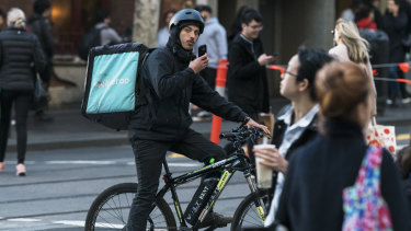 Many Deliveroo drivers make deliveries via bicycle.