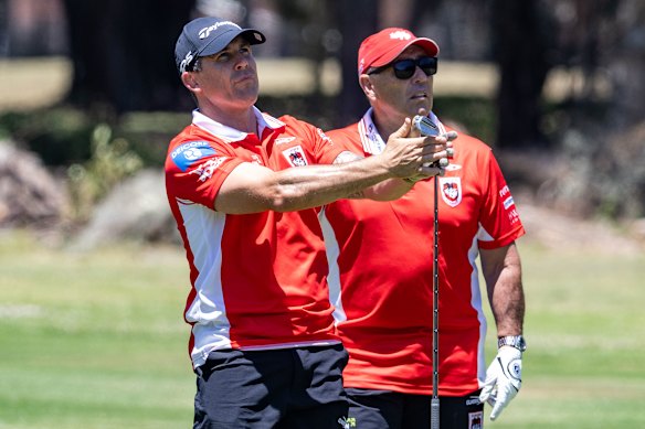 Dragons brainstrust, coach Shane Flanagan and his assistant Mick Ennis at Beverley Hills Golf Club.