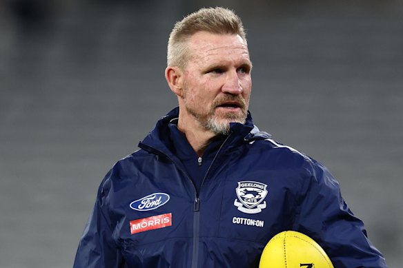 Nathan Buckley splits his time as a Geelong assistant coach and Fox Footy analyst.