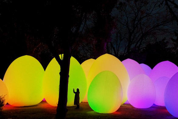 Forest of Autonomous Resonating Life at teamLab Botanical Garden Osaka.