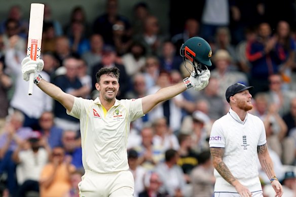 Mitchell Marsh after scoring his century in the third Test of the 2023 Ashes.