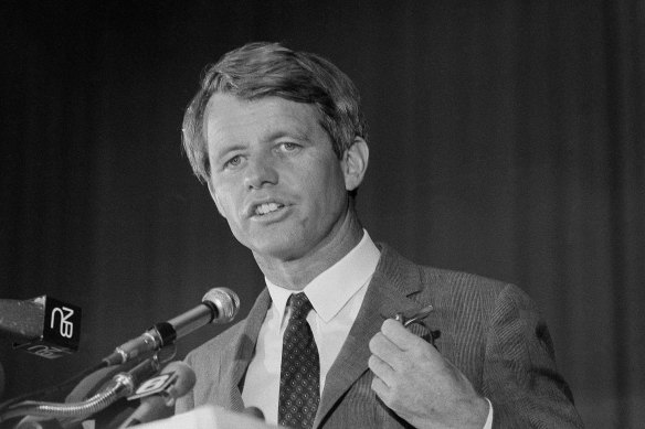 Robert Kennedy’s Jr’s father US senator Robert F. Kennedy in 1968, the same year he was assassinated.