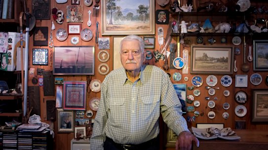 Shavarsh Bedrossian in the bungalow where he has lived for 56 years. The proposed three-storey data centre would have sat 16 metres from his fence.