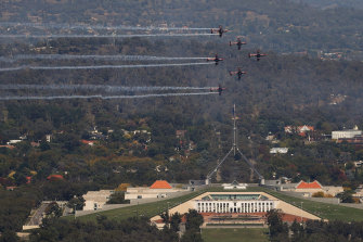 Les Roulettes ont aidé la Royal Australian Air Force à célébrer son 100e anniversaire le mois dernier avec un survol de Canberra.