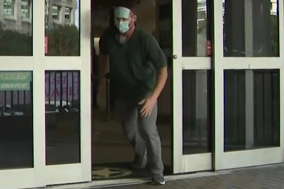 Brian Sguros leaving Broward County Jail in Florida after posting bond. 