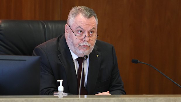 Commissioner Stuart Wood during day one of the inquiry’s hearings from witnesses.