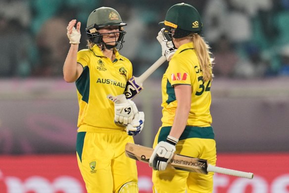 Ellyse Perry (left) and Kim Garth saw Australia home.