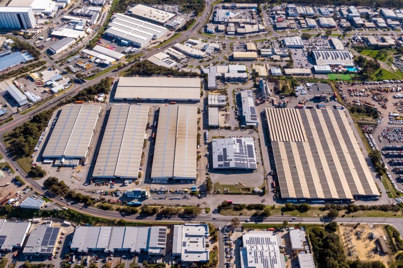 Centuria Industrial REIT’s 310 Spearwood Avenue and Lot 14 Sudlow Road facilities in southern Perth’s Bibra Lake, where AWH has just renewed its lease for seven years.