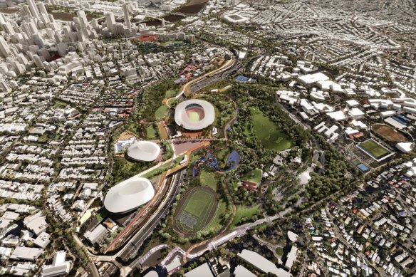 Brisbane architectural firm Archipelago’s proposed Victoria Park stadium is one of the more contentious bids.