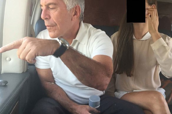 An undated redacted photo of Epstein released by Democrats on the House Oversight Committee last year.