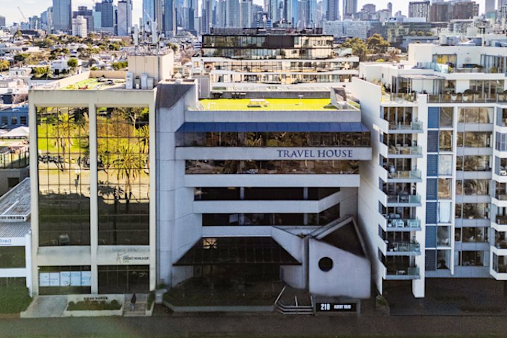 Travel House, at 210 Albert Road, overlooks the F1 grand prix circuit at Albert Park.
