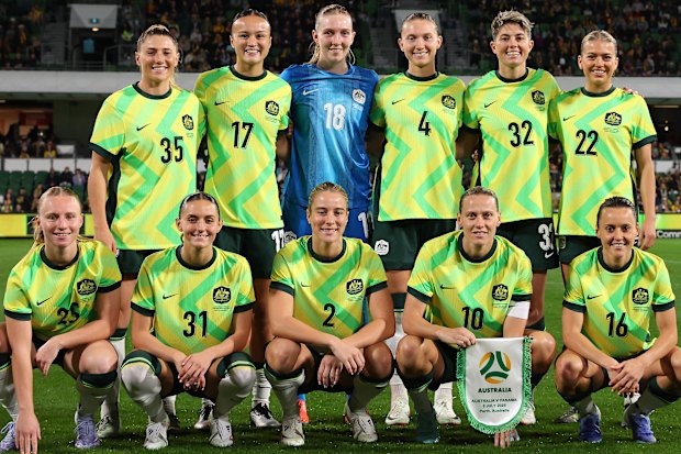 Amy Sayer, No.17, before the Matildas’ International Friends match with Panama on July 8.