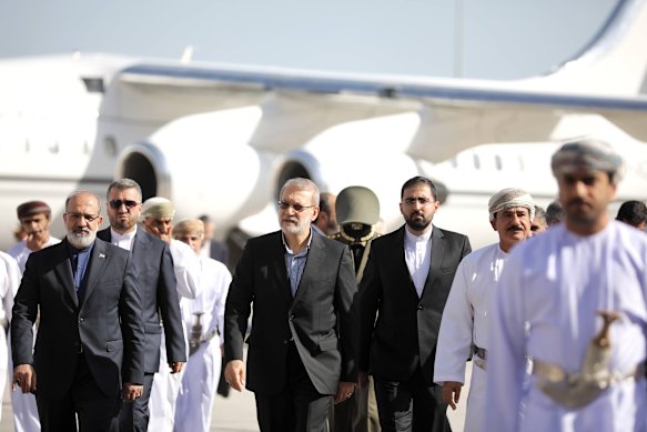 In recent weeks, Larijani’s (centre) visibility has soared.
