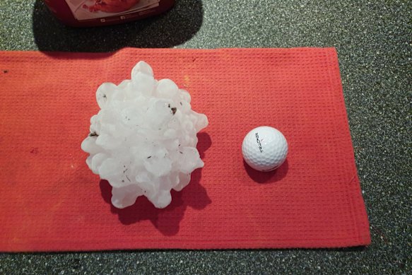 A record 13-centimetre hailstone hit Boronia Heights on the outskirts of Brisbane in 2020.