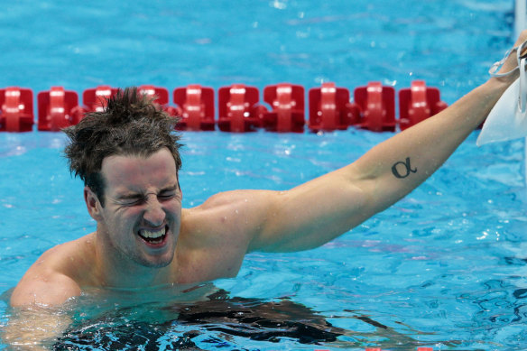 James Magnussen aft  his relay aquatics  successful  London.