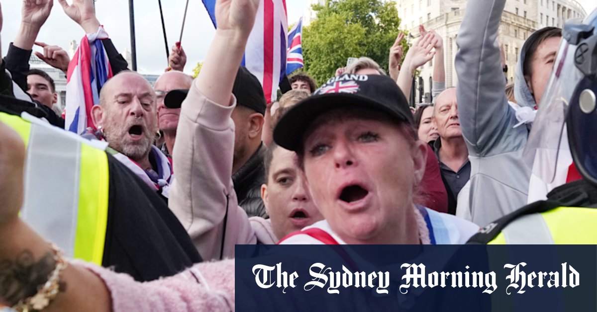 Far-right protest turns violent as Musk blames the left for Charlie Kirk’s death