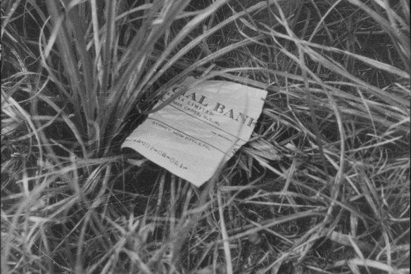 Bank cheques were among Nielsen’s belongings found strewn in the grass near a bridge over the F4 near Penrith.