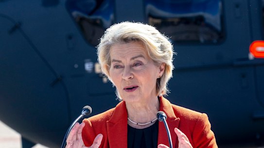 European Commission President Ursula von der Leyen in Lithuania on Monday.