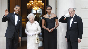 Le couple royal avec le président américain de l'époque Barack Obama et la première dame Michelle Obama à Londres en 2011.