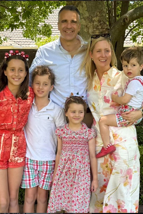 Malinauskas with his wife, lawyer Annabel West, and children (from left) Sophie, Jack, Eliza and George.