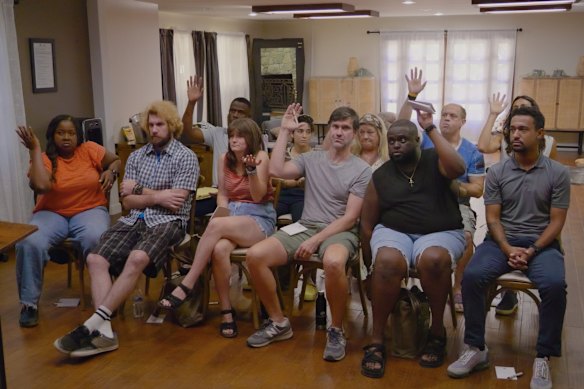  Company Retreat, including  Anthony Norman (far right), who plays the unsuspecting new “hero”.