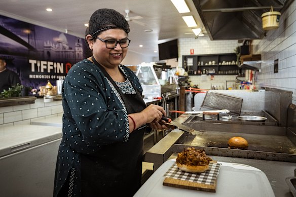 Tiffin Box owner and chef Moni Choudhury roasts, grinds and mixes different spice masalas for her butter chicken and biryani.