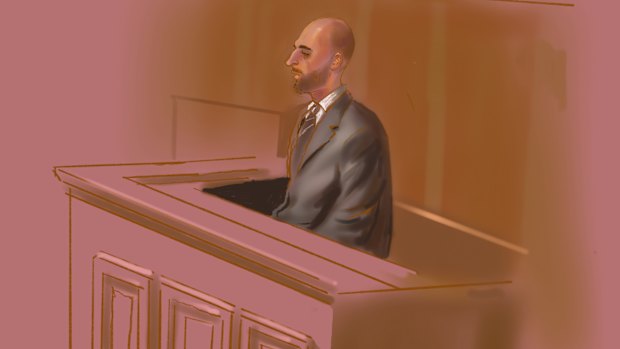 Sketch of Danny Zayat as he was convicted in the NSW Supreme Court of murdering Tatiana Dokhotaru.