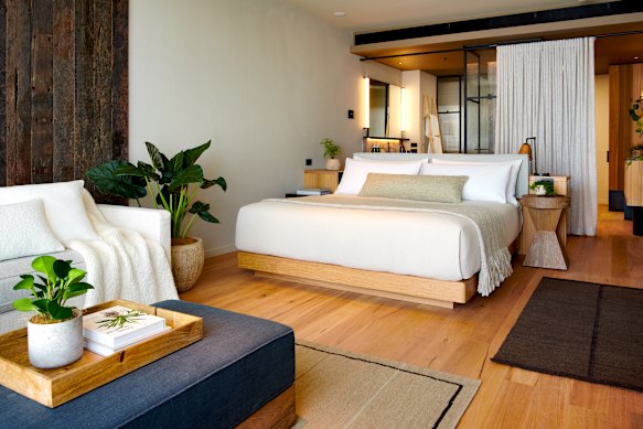 Bedheads in the suites are made from recycled timber.