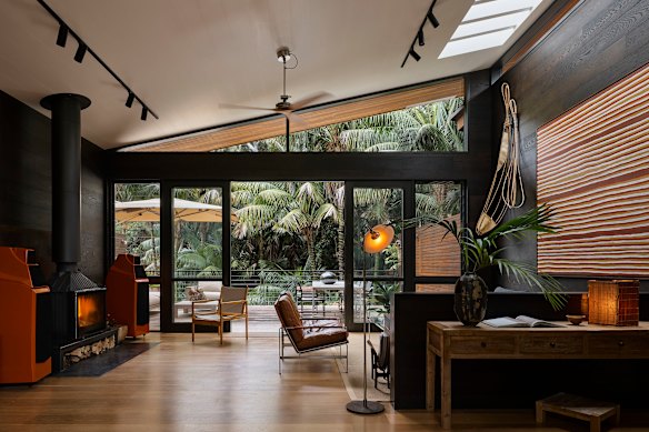 North House lounge and deck… the house is a showcase for artworks.