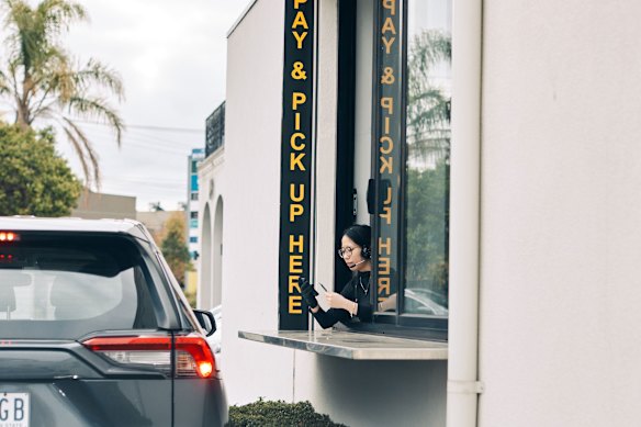 Depending on how busy it is, customers may have to park their car and wait.