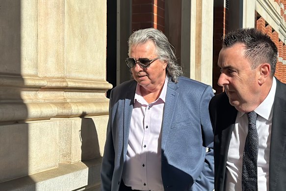 Accused fraudster Chris Marco, left, outside the WA Supreme Court before a previous appearance last year.