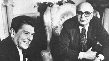 Fed chairman Paul Volcker with US President Ronald Reagan in  1981.