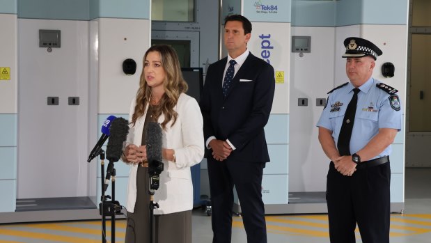 Youth Justice and Corrective Services Minister Laura Gerber with Police Minister Dan Purdie at the opening of the Wacol Youth Remand Centre on Saturday.