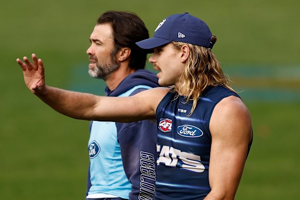 Chris Scott with his star onballer Bailey Smith.