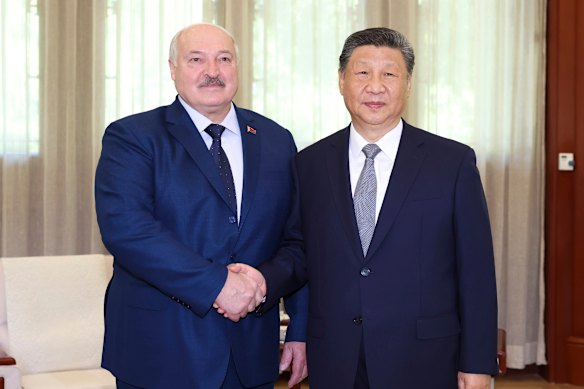 Chinese President Xi Jinping meets with Belarusian President Alexander Lukashenko in Beijing in June.