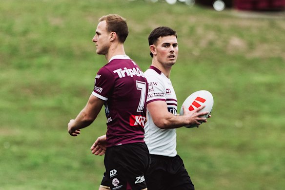  Daly Cherry-Evans and Joey Walsh at training.