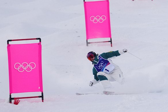 Jakara Anthony stumbles in the final.