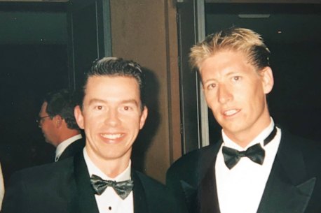 Stephen Brook (left) and Grant in 1998.