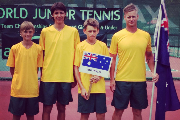 Journées de l'équipe junior australienne : Kody Pearson, Alexi Popyrin, Alex de Minuar et Ben Pyne.