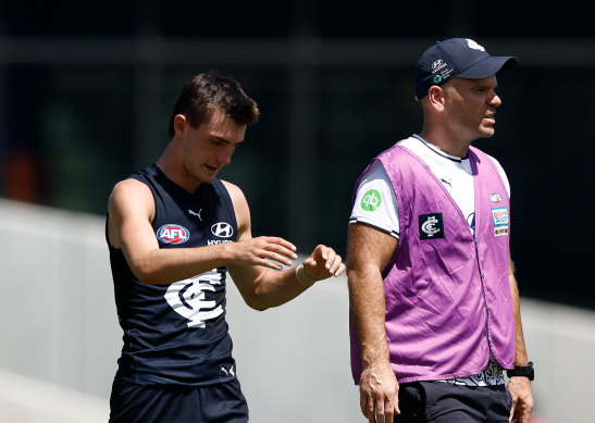 Jagga Smith walked from the ground after the knock that ruptured his ACL.