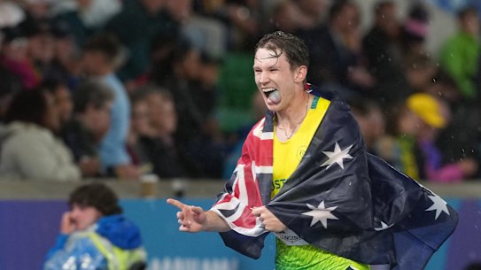 Lachlan Kennedy celbrating.