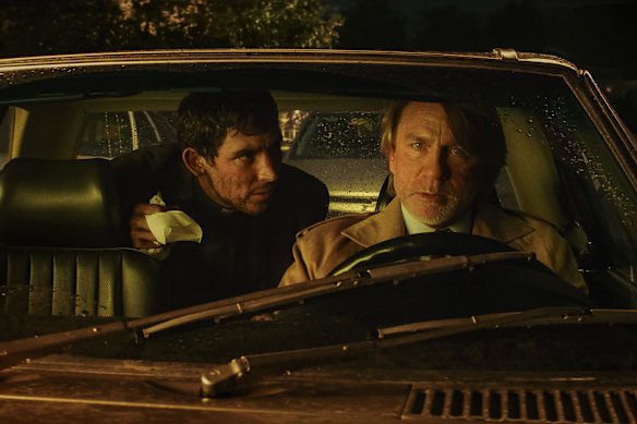 Josh O’Connor and Daniel Craig in Wake Up Dead Man. 