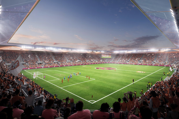 Football Queensland’s proposal for a “tier-two” stadium at Perry Park.